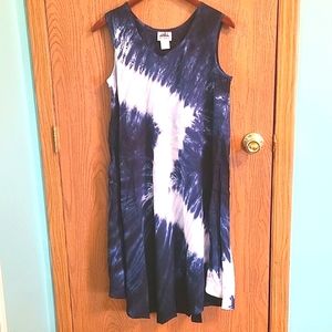 NWOT Tie Dye Dress/ Swim Coverup Navy Blue & White